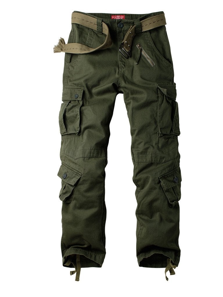 AKARMY Men's Camo Cargo Work Pants Cotton Military Army Casual Tactical Wild Combat Pants with 8 Pockets Green 36x32 - Image 1